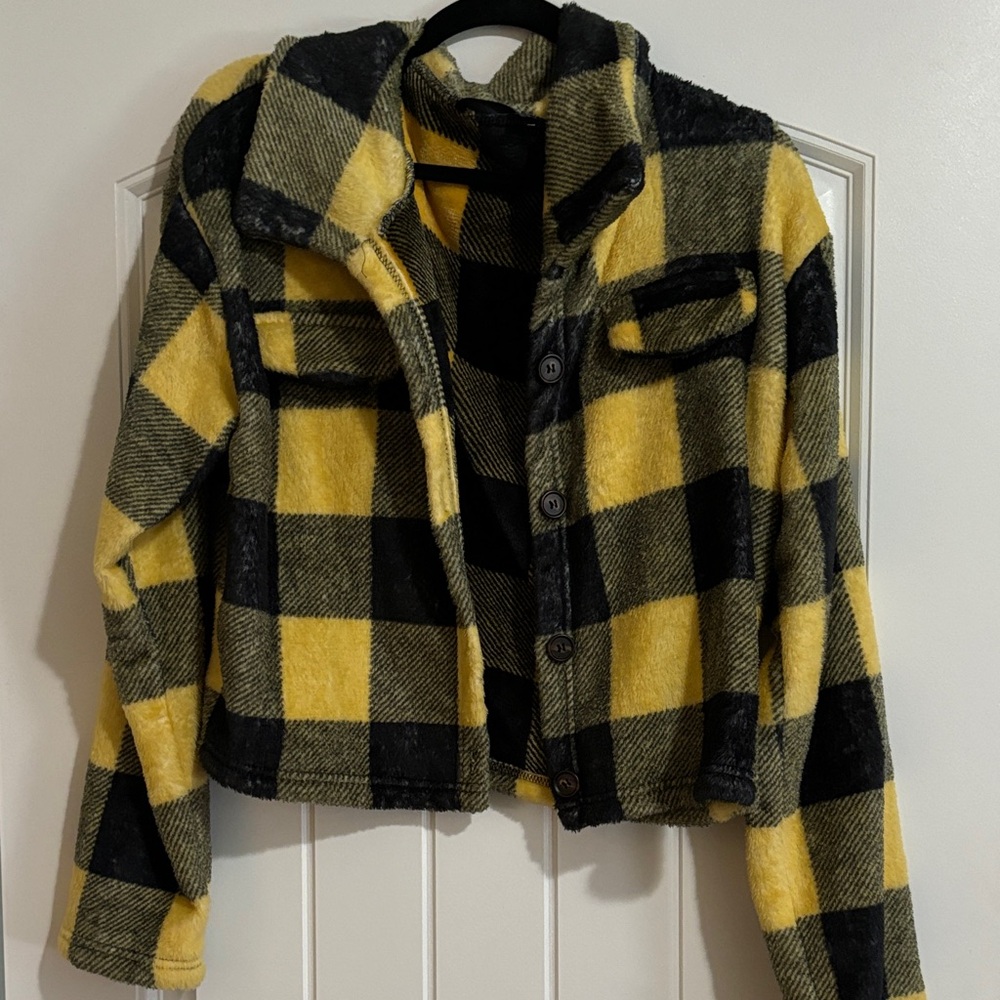 Yellow and Black Plaid Jacket